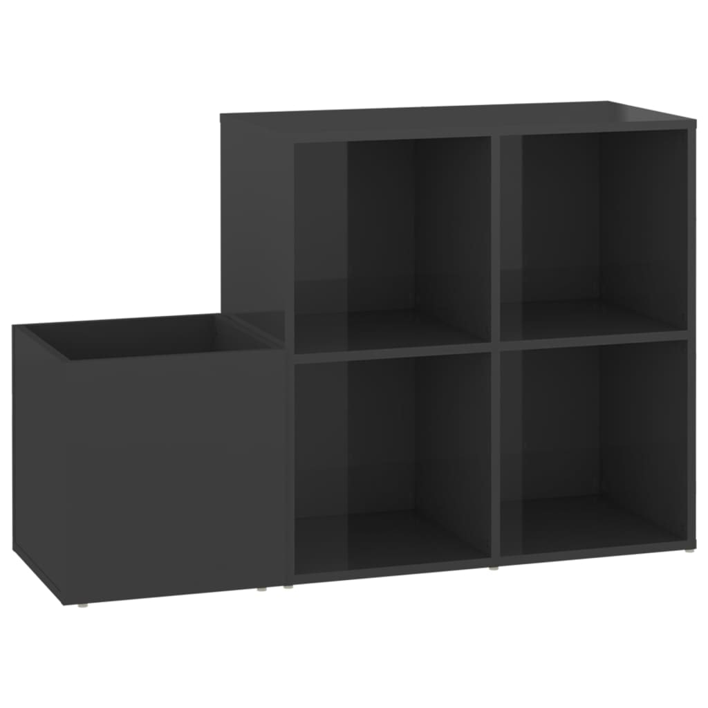 Helloshop26 - Schoenenkast schoenenopbergmeubel halmeubel gangmeubel woonkamermeubel glanzend bewerkt hout grijs 02_0021758