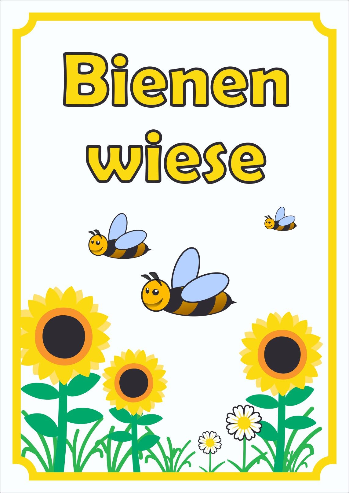 Schild Bienenwiese hochkant A0 Rückseite selbstklebend