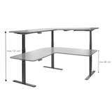 thumbnail of Eck-Schreibtisch HWC-D40, Computertisch elektrisch höhenverstellbar 178x178cm 84kg MVG ~ weiß, grau