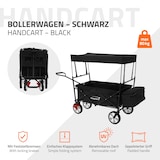 thumbnail of Hauki Bollerwagen L Schwarz, faltbar mit Dach, Handwagen klappbar, bis 80 kg, 2 Netztaschen + Außentasche, Bremse, Transportwagen Kinder