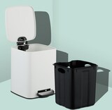 thumbnail of Relaxdays Kosmetikeimer, 6 L, Absenkautomatik, entnehmbarer Inneneimer, Metall, Bad Mülleimer, inkl. Müllbeutel, weiß