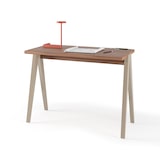 thumbnail of Escritorio 629 de la colección COMPÁS Nogal de melamina y patas de haya visón, de HERDASA.