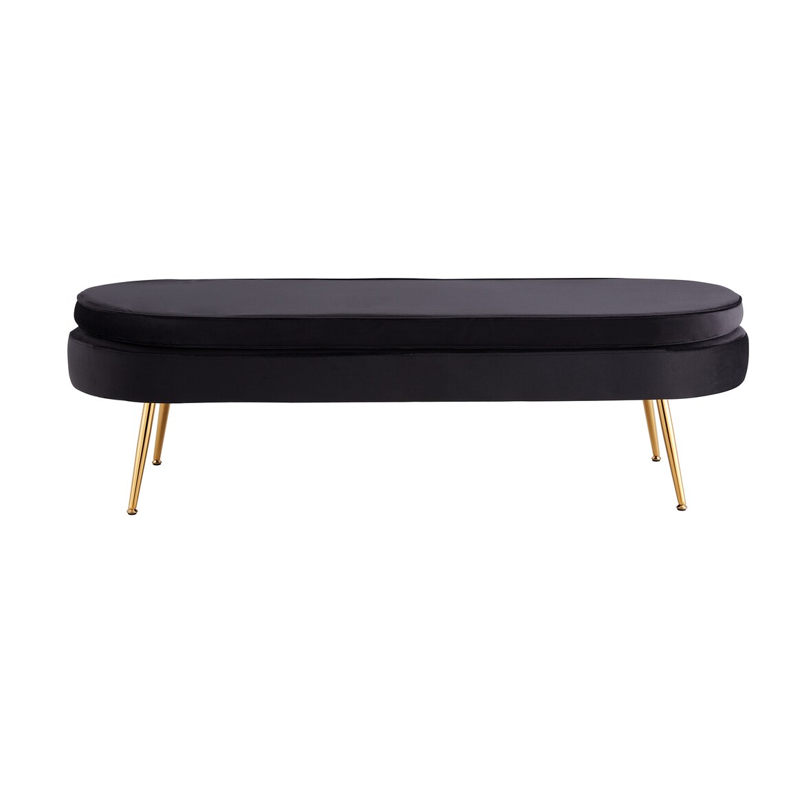 SalesFever Sitzpouf | oval | Samt | B 142 x T 45 x H 41 cm | Schwarz
