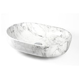 thumbnail of Waschbecken Keramik Marmoroptik Aufsatzwaschbecken Oval 595 x 420 x 140 mm Komplettset