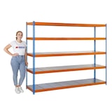 thumbnail of PROREGAL Schwerlastregal METAL YETI FIVE | HxBxT 200x120x60cm | Fachlast 400kg | Blau-Orange | Standregal Metallregal Lagerregal