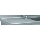 thumbnail of Tournus-aanrecht 1200x600x900mm met 1 wastafel van 500x500x250mm. Met 3-zijdige bekleding, opstaande rand van 100mm. Met kraan. 1 afdruipvlak links.