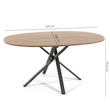 thumbnail of Table ovale 150x100 cm, pieds croisés en métal, plateau stratifié, table à manger pour 4 personnes, pieds en X, style moderne - Carlo - Bois