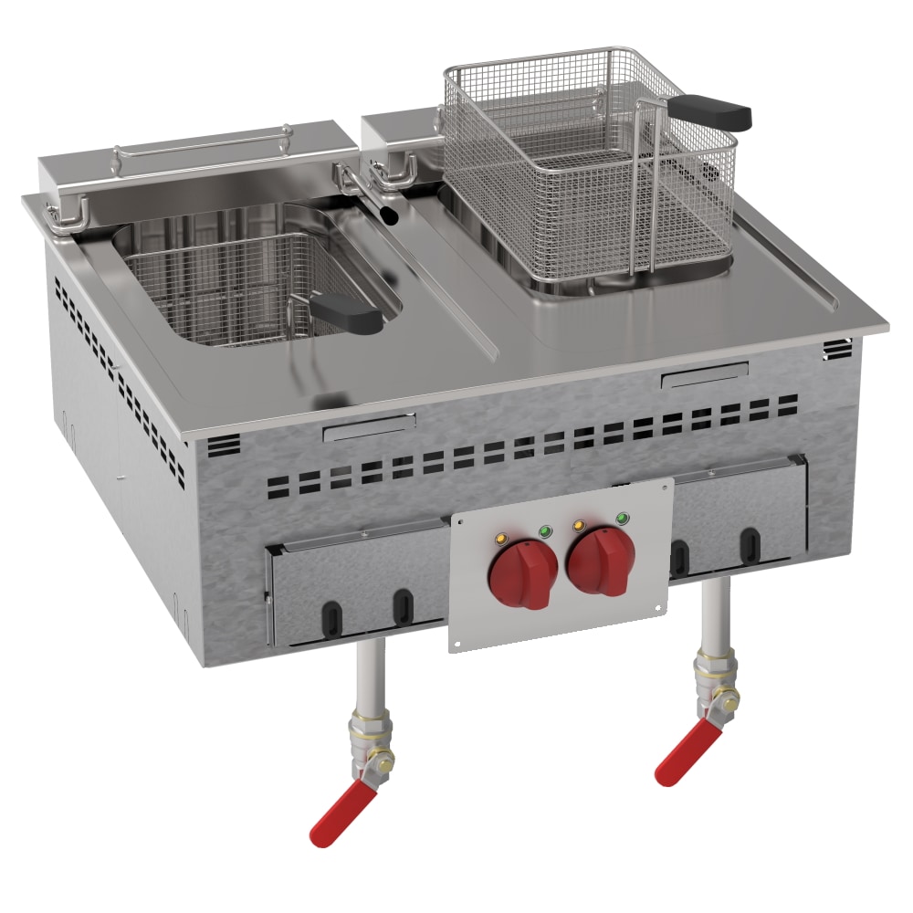 EURAST - Friteuse électrique drop-in 10+10 litres - 700x600x210 mm - 12000 W 400/3V - 12130631