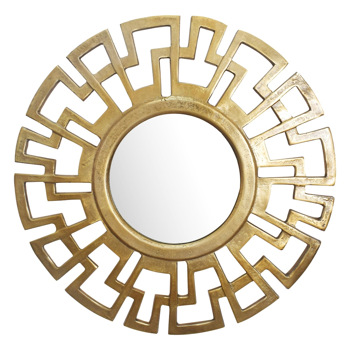 Wandspiegel Art déco 60 cm Metall Design Hängespiegel Gold, Aluminium Dekospiegel Rund mit Rahmen, Spiegel Wand Groß, Flurspiegel Garderobenspiegel