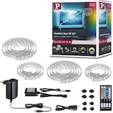 LED-Streifen-Set mit Fernbedienung und Netzteil.