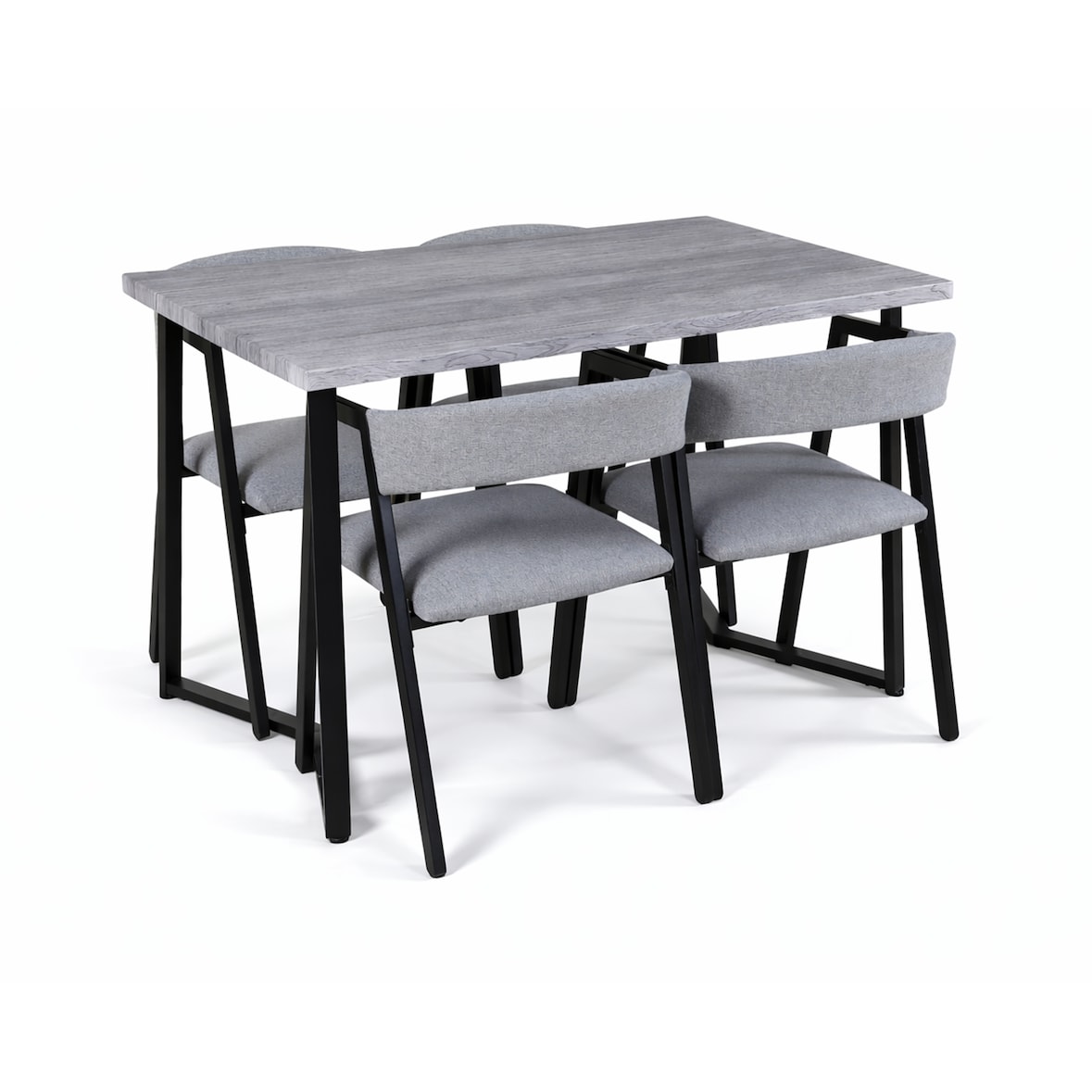 Yelloo - mod. MILANO Ensemble table 120x70 cm + 4 chaises modernes grises et noires