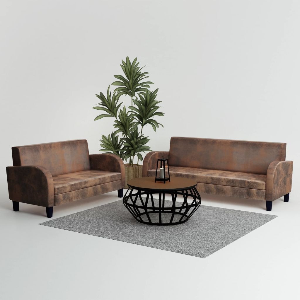 vidaXL Sofa-Set 2-tlg. Kunstleder in Wildleder-Optik Braun