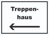 thumbnail of Treppenhaus Schild mit Text und Richtungspfeil links Stufen steigen waagerecht A4 (210x297mm)