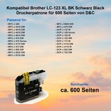 thumbnail of Kompatibel Brother LC-123 XL BK Schwarz Black Druckerpatrone für 600 Seiten von D&C