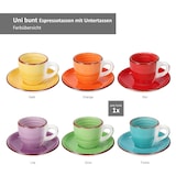 thumbnail of 6er Set Uni bunt Espressotassen mit Untertassen bunt 80ml Steingut 6 Pers Mokka
