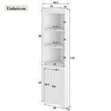 thumbnail of Badezimmer Hochschrank 170x50x26 cm Weiß Eckdesign mit 3 offenen Fächern, 2 Türen und verstellbaren Einlegeböden aus MDF, platzsparend