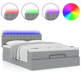 thumbnail of vidaXL Ottoman-Bett mit Matratze & LEDs Hellgrau 140x200 cm Stoff