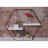 thumbnail of Wandplank HWC-K76, Hangende plank Zwevende plank, 3 planken Metalen massief hout Industrieel 43x49x11cm ~ wit