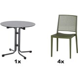 thumbnail of SIENA GARDEN Urban Lights Set 5teilig Square Stuhl gastrotauglich olive mit Tisch Sola Ø80