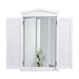 thumbnail of Wandspiegel Badspiegel Badezimmer Spiegelfenster mit Fensterläden, 71x46x5cm ~ shabby weiß