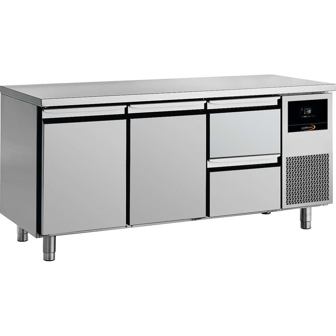 Cookmax Tiefkühltisch GN 1/1 mit
2 Türen und 2 Schubladen, o. Aufkantung