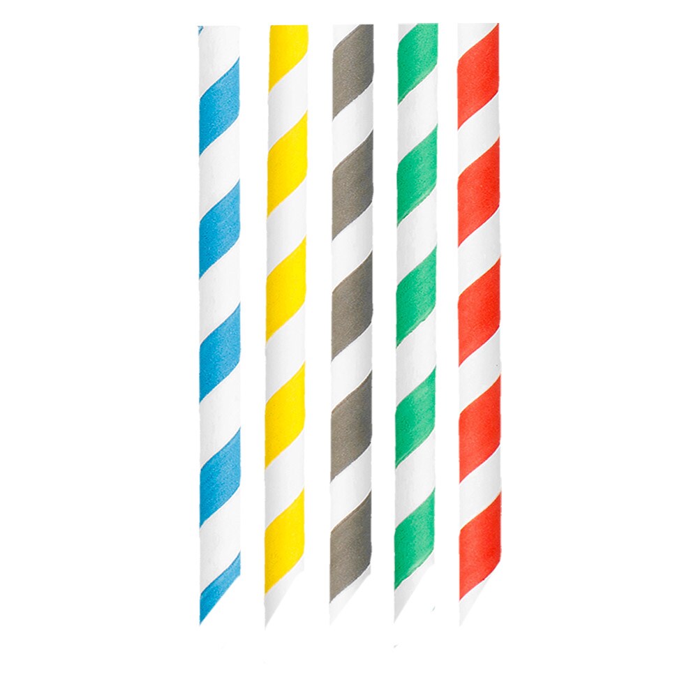 Garcia de Pou 2400 Unità - Canucce Dritte A Strisce 'Bubble Tea' 'Paper' Ø1,2X20 Cm Colori Varie Carta