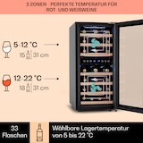 thumbnail of Klarstein Vinamour 33 Duo Weinkühlschrank 2 Zonen 89 L / 33 Flaschen 5-18°C Touch Edelstahl