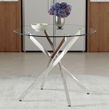 thumbnail of Esstisch Glas & Metall Silber/Transparent rund 88x88x75 cm für 2-4 Personen