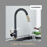 thumbnail of JANA | Grifo de cocina extensible de acero inoxidable premium dorado negro | alto Bogo alta presión giratorio 360° 2 conexiones | Grifo Gastr