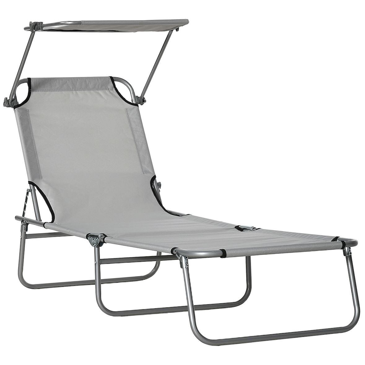 Outsunny tumbona de jardín plegable con toldo desmontable y regulable respaldo reclinable para terraza acampada al aire libre 187x58x36 cm