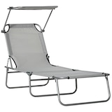 thumbnail of Outsunny tumbona de jardín plegable con toldo desmontable y regulable respaldo reclinable para terraza acampada al aire libre 187x58x36 cm