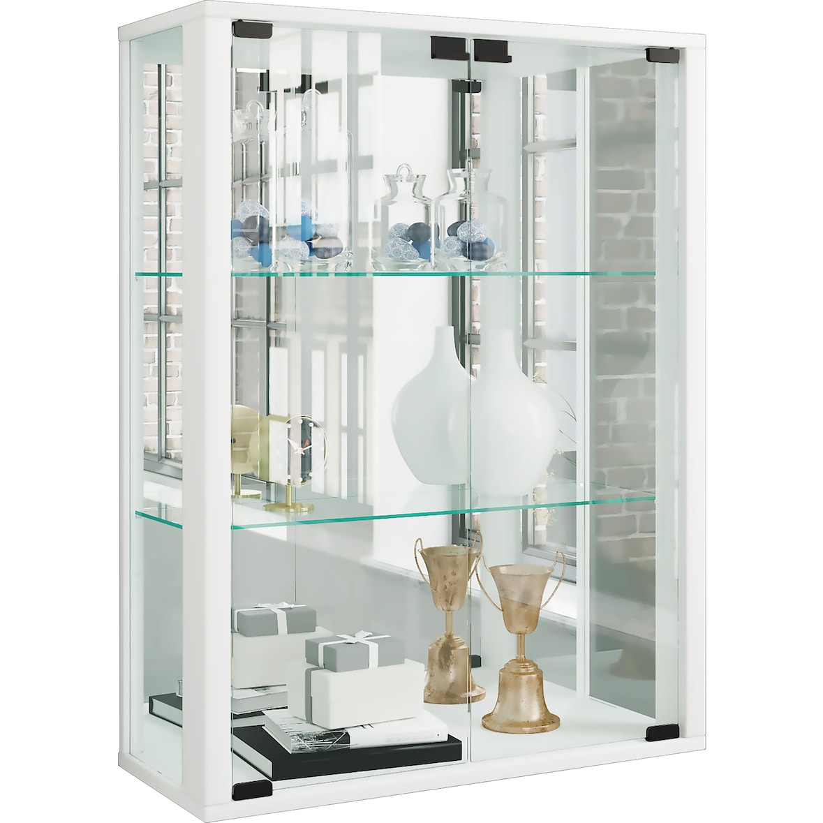 VCM Wandvitrine Udina Weiß H. 80 x B. 60 x T. 25 cm