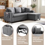 thumbnail of Schlafsofa L-Form 219x142x83 mit Schlaffunktion und Stauraum – Flexibles Sofa in Dunkelgrau mit Chaiselongue