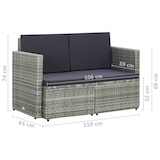 thumbnail of vidaXL Tuinbank 2-zits met kussens poly rattan grijs