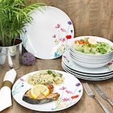 thumbnail of 12tlg Tafelservice Marie Porzellan 6 Personen Speiseteller Suppenteller Blumen