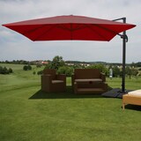 thumbnail of Zweefparasol HWC-A96, parasol, 3x4m (Ø5m) polyester/aluminium 26kg ~ bordeaux met voet