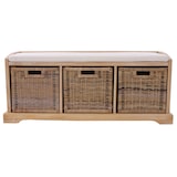 thumbnail of Banco Bienne, caja de almacenaje, 3 cestas, mimbre ratán Kubu, 112x46x37cm ~ brillante