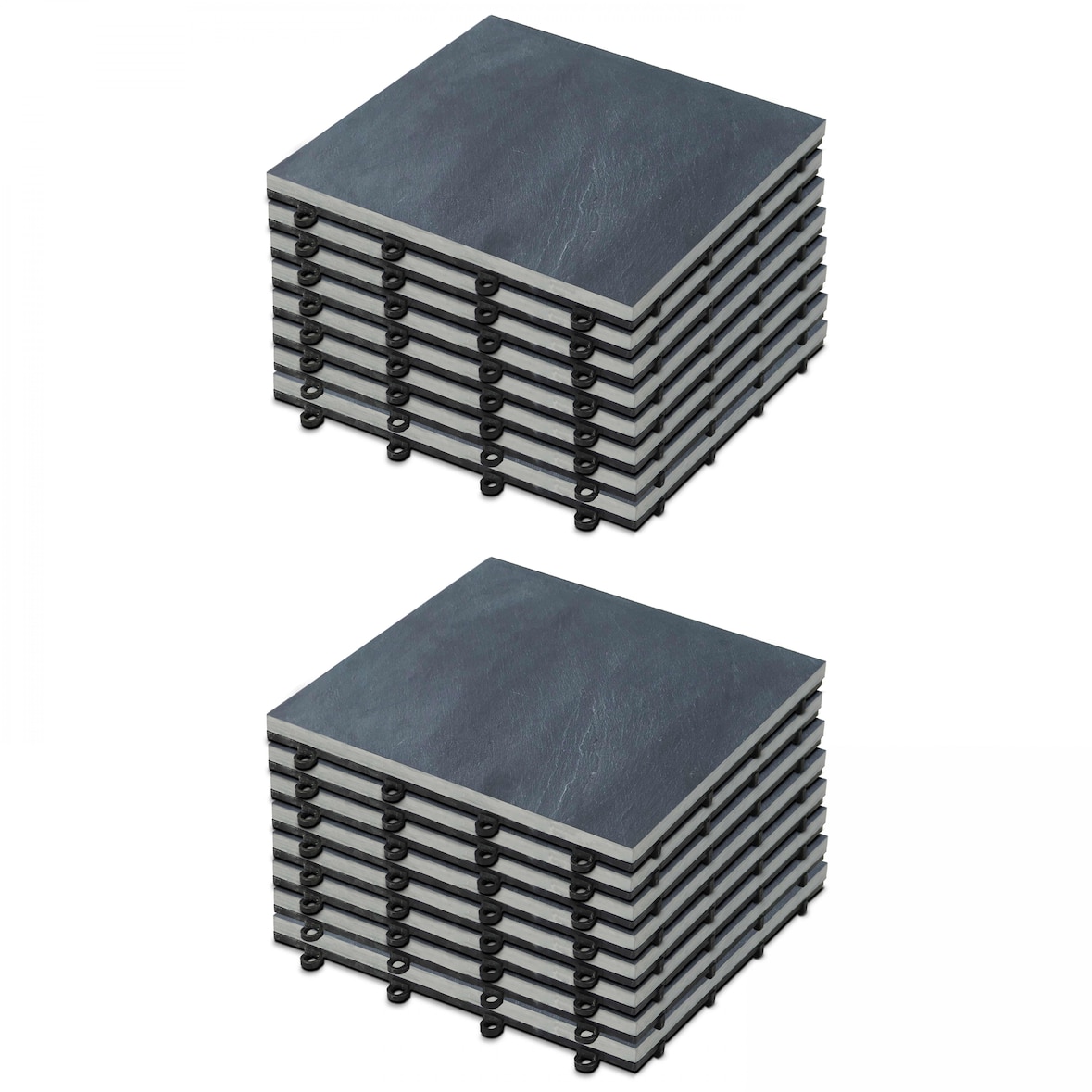 16er-Set schwarze Klickfliesen aus Naturstein - Oviala