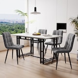 thumbnail of Merax 120cm Esstisch mit 4 Stühlen Set Esszimmer Sitzgruppe, Metallbeine,Essgruppe, (5-tlg), Leinen, grau