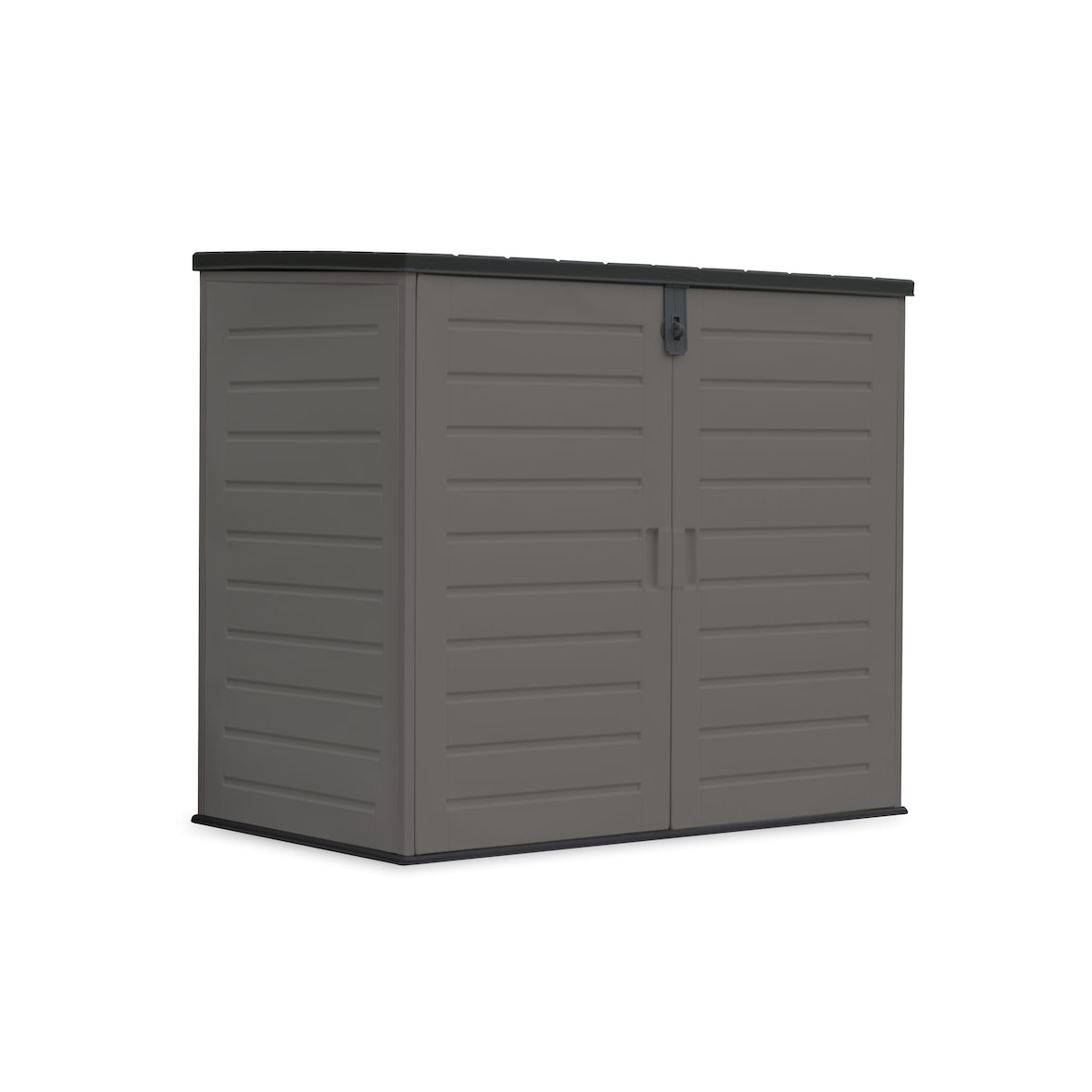 Wasabi - Armario Exterior Resina 1170L - 140x82x124cm - Suelo Incluido - Puerta Doble y Tapa Abatible - Estructura Metálica - Cobertizo Jardín