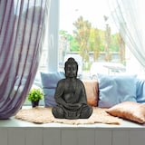 thumbnail of Relaxdays Buddha Figur sitzend, XL 70 cm, Gartenfigur, Dekofigur Wohnzimmer, wetterfest & frostsicher, dunkelgrau