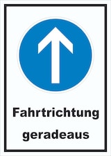 thumbnail of Schild Fahrtrichtung geradeaus A3 Rückseite selbstklebend