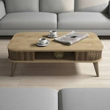 thumbnail of Dmora Wohnzimmertisch Dmoll, Niedriger Wohnzimmertisch, Kaffeeregal, Couchtisch für Sofa, 105x60h35 cm, Eiche