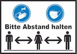 thumbnail of Hände waschen Mundschutz Abstand Schild A6 Rückseite selbstklebend