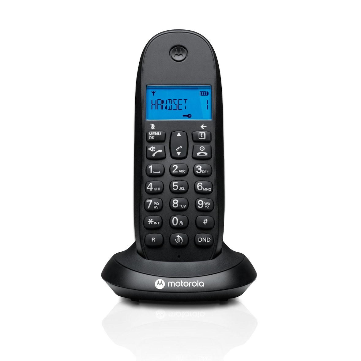 Motorola C1001CB+ DECT-Telefon, Anrufsperre, Anrufer-ID, Freisprechen, 50 Kontakte, beleuchtetes Display – Schwarz