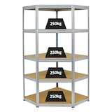 thumbnail of PROREGAL Étagère d'angle charge lourde SLIM ELEPHANT, HxLxP 180x90x45cm, 250kg par niveau, Galvanisé, Étagère d'angle pour Garage, Atelier