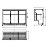 thumbnail of Barkühlschrank TAMANDUA | 3x Glasschiebetür + LED | 320 Liter, HxBxT 85x135x52cm | 0/+10°C | Schwarz | + CHEFGASTRO Geschirrtuch