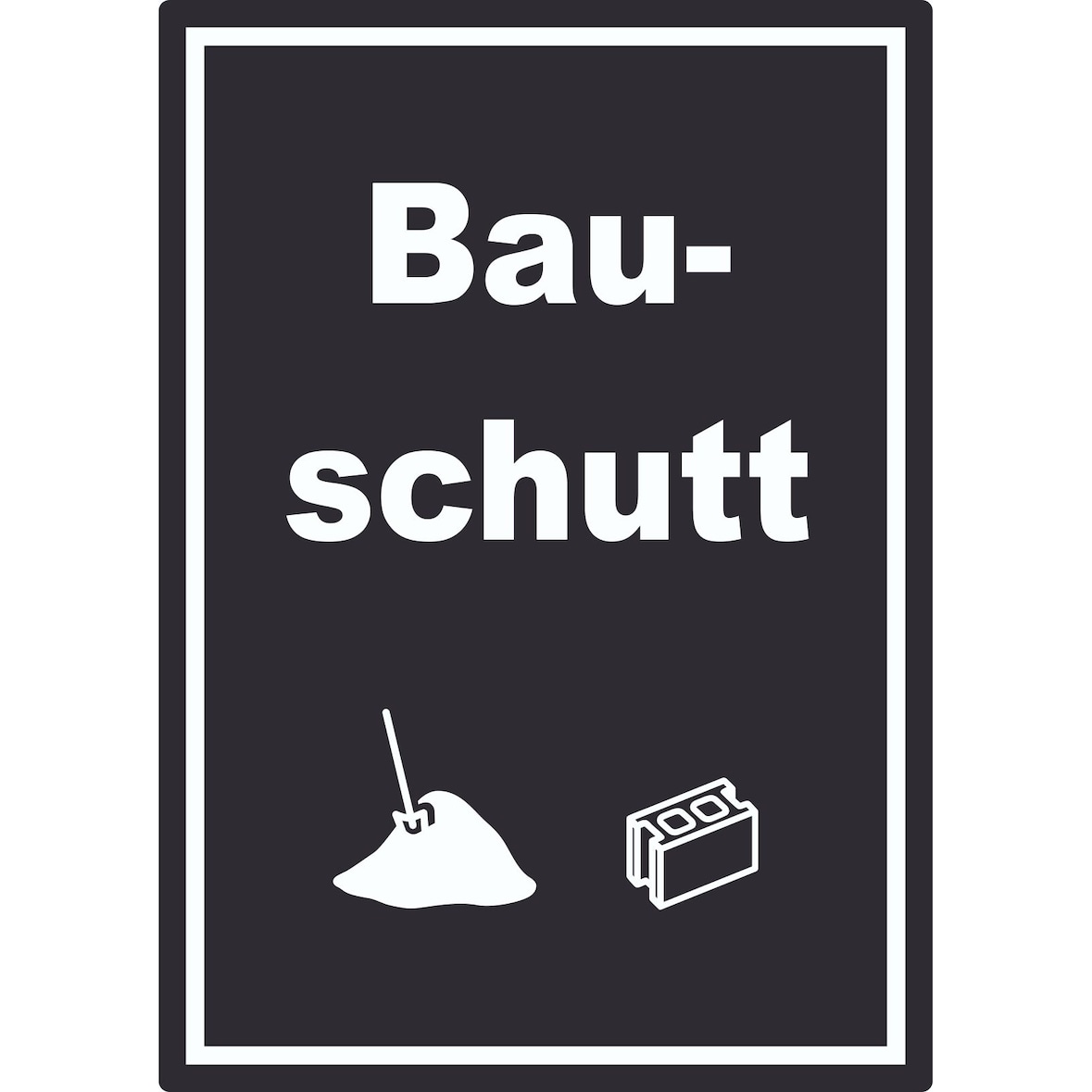 Bauschutt Mülltrennung Aufkleber Text Symbol Ziegel Baustein A5 (148x210mm)