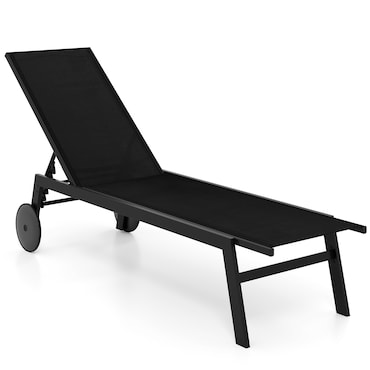 Espreguiçadeira individual para jardim com rodas, encosto ajustável em 6 níveis, espreguiçadeira para piscina, terraço e quintal
