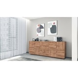 thumbnail of Dmora Credenza Ddamsgaar, Buffet da soggiorno, Madia da salotto con 4 ante e 3 cassetti, 220x44h86 cm, Rovere